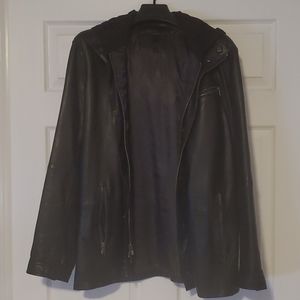John Varvatos Hooded Leather Jacket